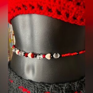 Black and red heart waist bead |body jewelry belly chain